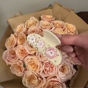 Pink Flowers Hair Claw
